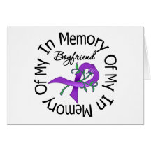 Pancreatic Cancer In Memory of My Boyfriend Greeting Cards