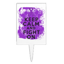 Pancreatic Cancer Keep Calm and Fight On Rectangular Cake Pick