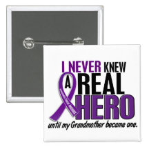 Pancreatic Cancer NEVER KNEW A HERO 2 Grandmother Buttons
