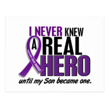Pancreatic Cancer NEVER KNEW A HERO 2 Son Post Card