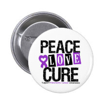 Pancreatic Cancer Peace Love Cure Pinback Button