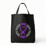 Pancreatic Cancer Peace Love Cure Ribbon bags