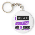 Pancreatic Cancer Purple Ribbon For My Sister keychains