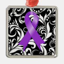 Pancreatic Cancer Ribbon Deco Noir Christmas Tree Ornament