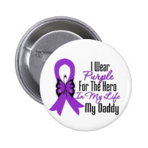 Pancreatic Cancer Ribbon My Hero My Daddy Button