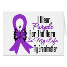 Pancreatic Cancer Ribbon My Hero My Grandmother Greeting Cards