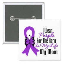Pancreatic Cancer Ribbon My Hero My Mum Pinback Buttons