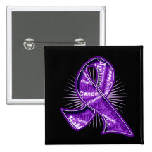 Pancreatic Cancer Slogan Watermark Ribbon Pins