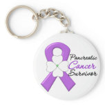 Pancreatic Cancer Survivor Flower Ribbon keychains