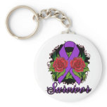 Pancreatic Cancer Survivor Rose Tattoo Keychains
