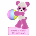 Panda Bear Girl Baby's First Christmas Ornament photo sculptures