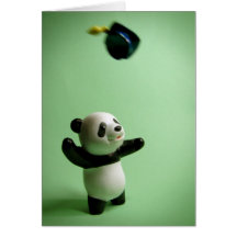Panda Bear Graduation Cap Throw Card