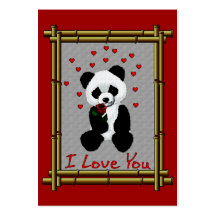 Panda Bear Valentine Business Card Templates