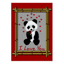 Panda Bear Valentine Business Cards