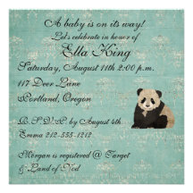 Panda Bears Baby Invitation