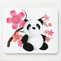 Panda Cherry Blossoms Mouse Pad
