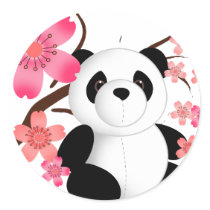 Panda Cherry Blossoms Stickers