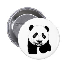 Panda drawing pinback button