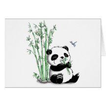 Panda Eating Bamboo Greeting Card