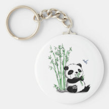 Panda Eating Bamboo Key Chains