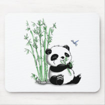 Panda Eating Bamboo Mouse Pads