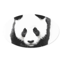 Panda Face Oval Sticker