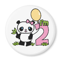 Panda Girl 2nd Birthday Magnets