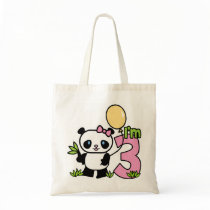 Panda Girl 3rd Birthday Canvas Bag