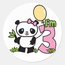 Panda Girl 3rd Birthday Stickers