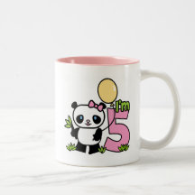 Panda Girl 5th Birthday Coffee Mugs