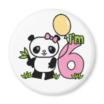 Panda Girl 6th Birthday magnets