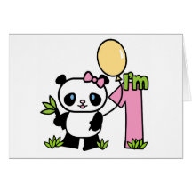 Panda Girl First Birthday Invitations Greeting Cards