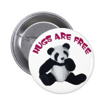 Panda hug pinback button