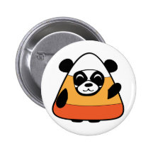 Panda in Candy Corn Costume Button