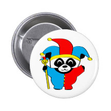 Panda in Jester Costume Button