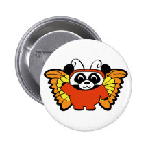Panda in Orange Butterfly Costume Button