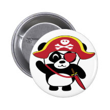 Panda in Red Pirate Costume Buttons