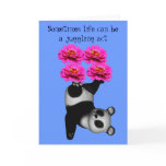 Panda Juggling Zinnias Flower Inspirational Card