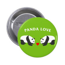 Panda Love (Green) Button