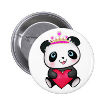 Panda Lover Fan Gift Valentine's Day Heart Present Pinback Button