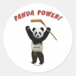 Panda Power Hockey Bear Round Stickers
