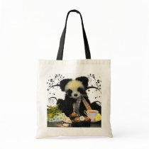 Panda Teddy Bear Bag With Cake Tea Flowers