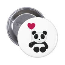 Panda Valentine Button