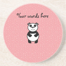 Panda with pink paw background beverage coasters