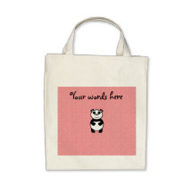 Panda with pink paw background canvas bag