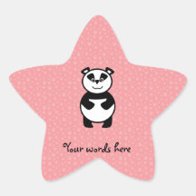 Panda with pink paw background star sticker