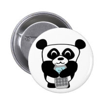 Panda with Silver Cell Phone Button