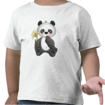 Panda with Yellow Flower Tshirt