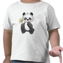 Panda with Yellow Flower Tshirt