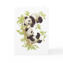 Pandas Playing in a Tree Greeting Card